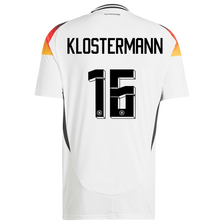 Criança Camisola Alemanha Lukas Klostermann #16 Branco Principal 24-26 Camisa