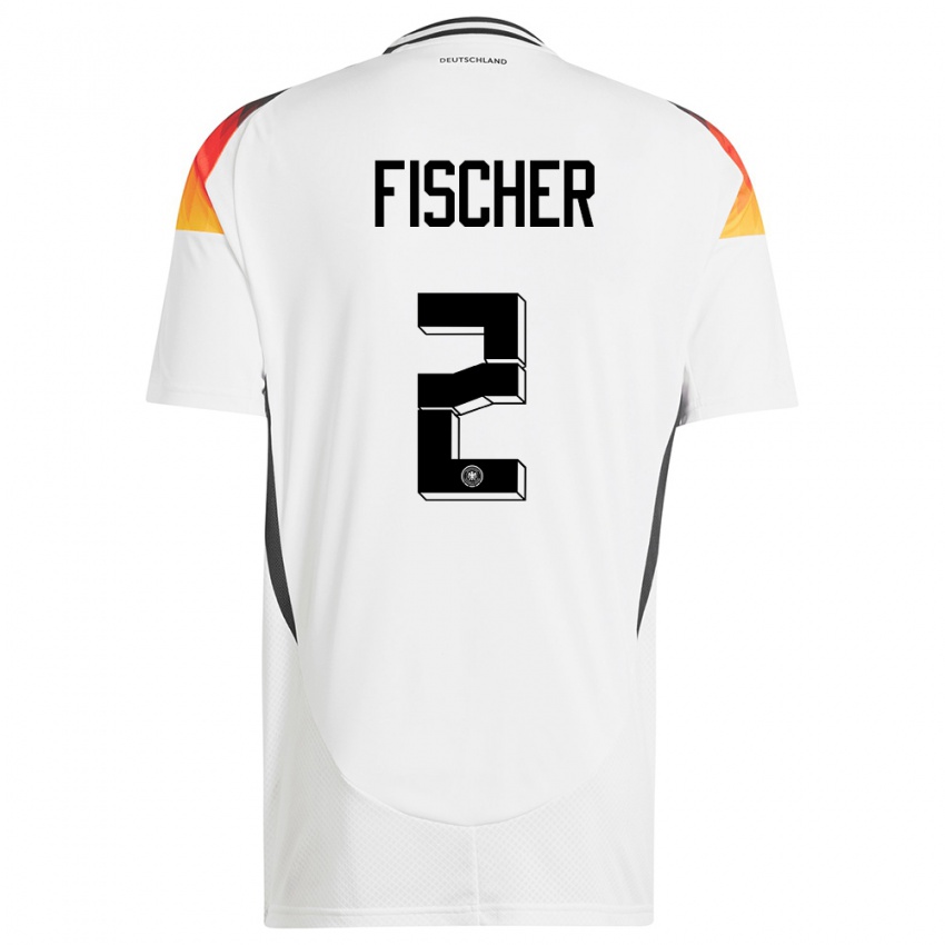 Criança Camisola Alemanha Kilian Fischer #2 Branco Principal 24-26 Camisa
