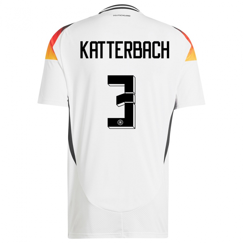 Criança Camisola Alemanha Noah Katterbach #3 Branco Principal 24-26 Camisa