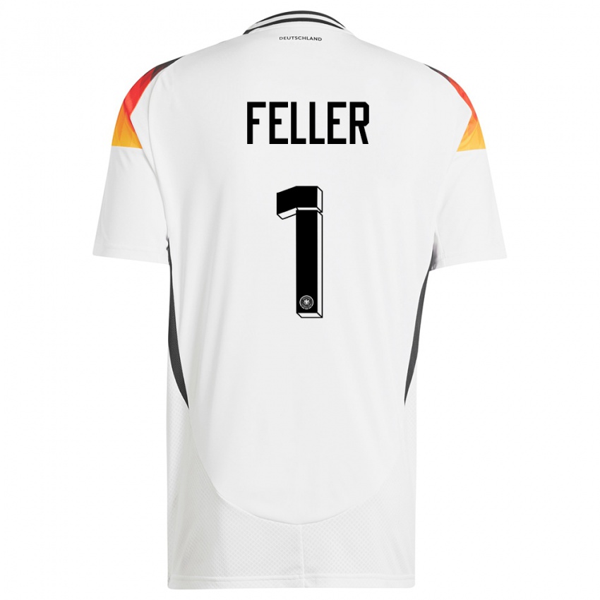 Criança Camisola Alemanha Frank Feller #1 Branco Principal 24-26 Camisa