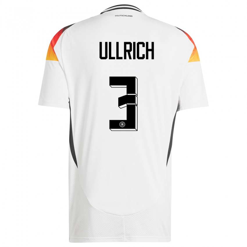 Criança Camisola Alemanha Lukas Ullrich #3 Branco Principal 24-26 Camisa