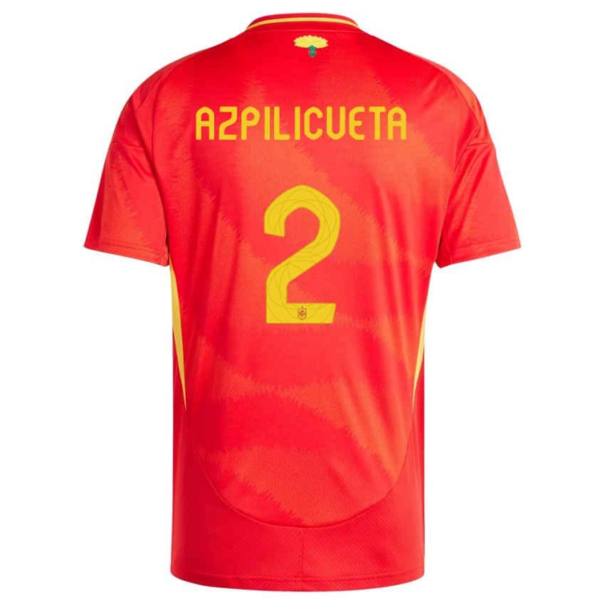Criança Camisola Espanha Cesar Azpilicueta #2 Vermelho Principal 24-26 Camisa
