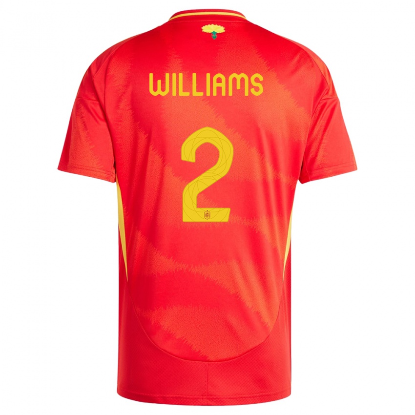 Criança Camisola Espanha Nico Williams #2 Vermelho Principal 24-26 Camisa