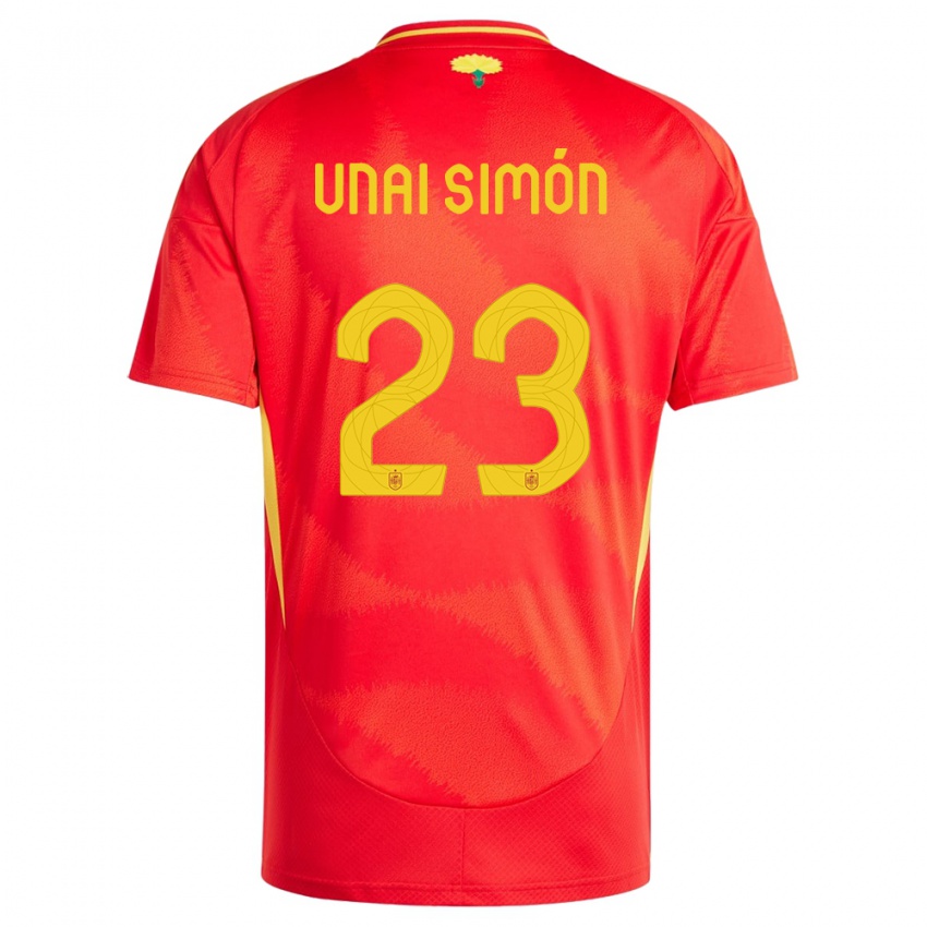 Criança Camisola Espanha Unai Simon #23 Vermelho Principal 24-26 Camisa