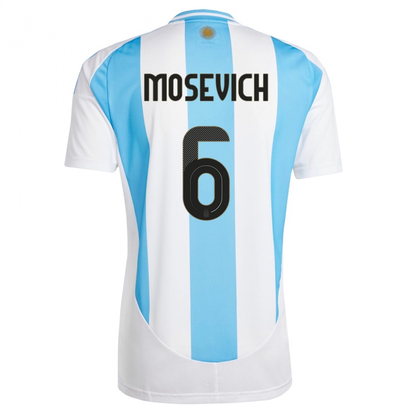 Criança Camisola Argentina Leonel Mosevich #6 Branco Azul Principal 24-26 Camisa