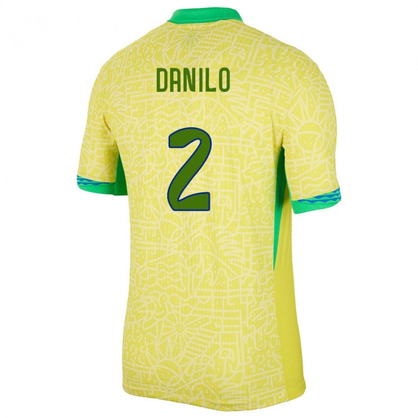 Criança Camisola Brasil Danilo #2 Amarelo Principal 24-26 Camisa