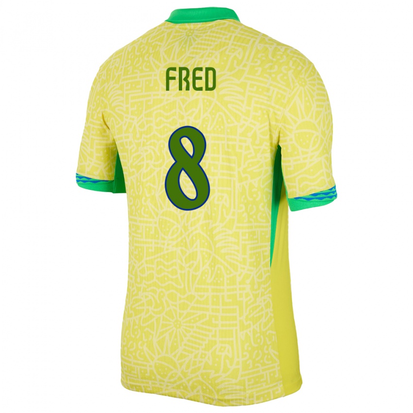 Criança Camisola Brasil Fred #8 Amarelo Principal 24-26 Camisa