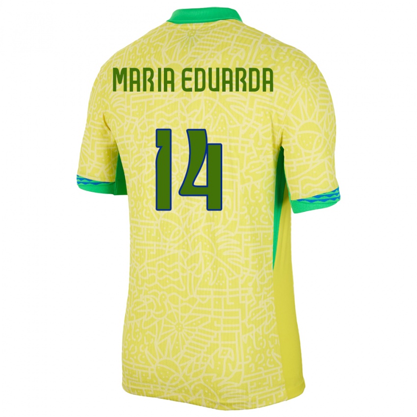 Criança Camisola Brasil Maria Eduarda #14 Amarelo Principal 24-26 Camisa