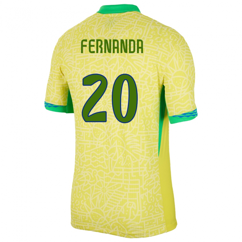 Criança Camisola Brasil Fernanda Palermo #20 Amarelo Principal 24-26 Camisa