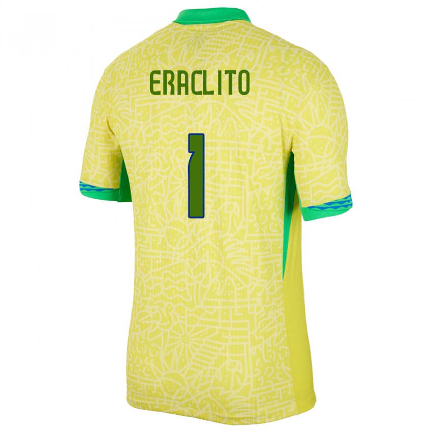Criança Camisola Brasil Marcelo Eraclito #1 Amarelo Principal 24-26 Camisa