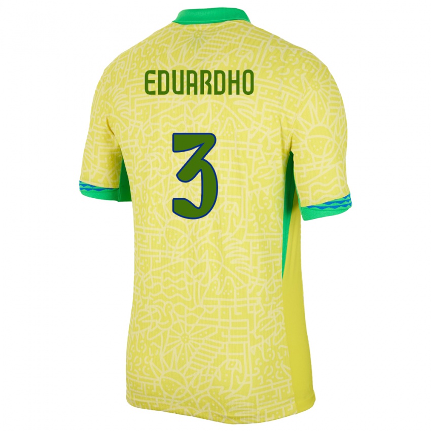 Criança Camisola Brasil Eduardho #3 Amarelo Principal 24-26 Camisa