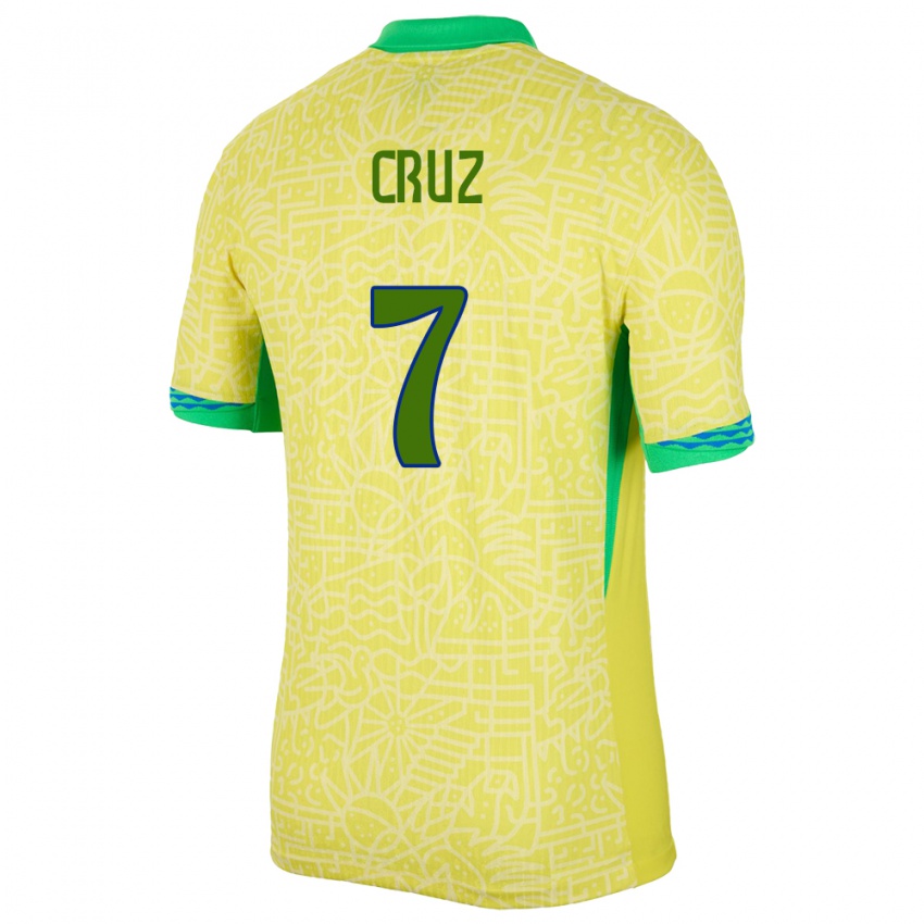 Criança Camisola Brasil Joao Cruz #7 Amarelo Principal 24-26 Camisa