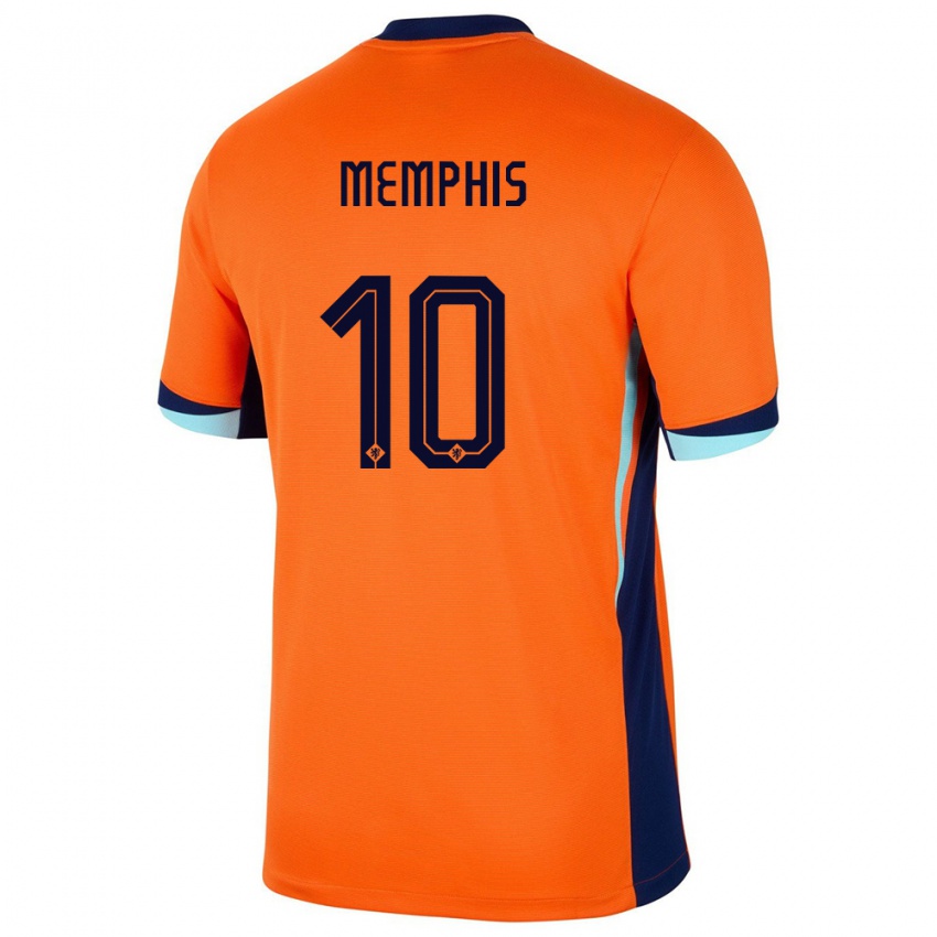 Criança Camisola Países Baixos Memphis Depay #10 Laranja Principal 24-26 Camisa