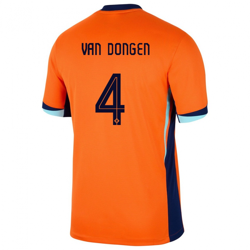 Criança Camisola Países Baixos Merel Van Dongen #4 Laranja Principal 24-26 Camisa