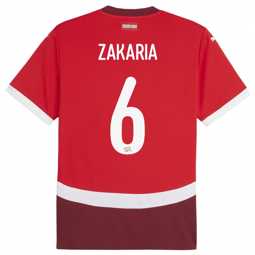 Criança Camisola Suiça Denis Zakaria #6 Vermelho Principal 24-26 Camisa