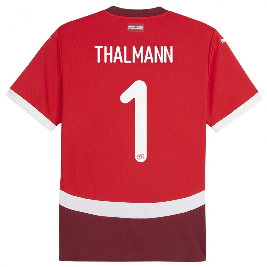 Criança Camisola Suiça Gaelle Thalmann #1 Vermelho Principal 24-26 Camisa