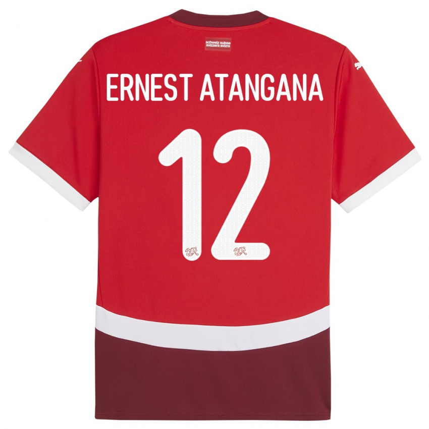 Criança Camisola Suiça Brian Ernest Atangana #12 Vermelho Principal 24-26 Camisa