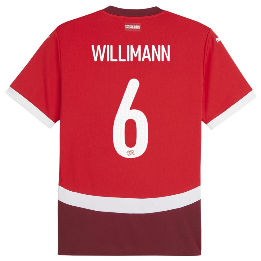 Criança Camisola Suiça Mauricio Willimann #6 Vermelho Principal 24-26 Camisa