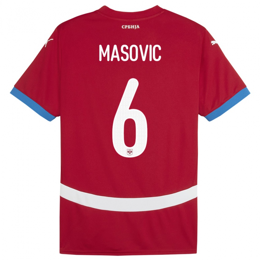 Criança Camisola Sérvia Erhan Masovic #6 Vermelho Principal 24-26 Camisa