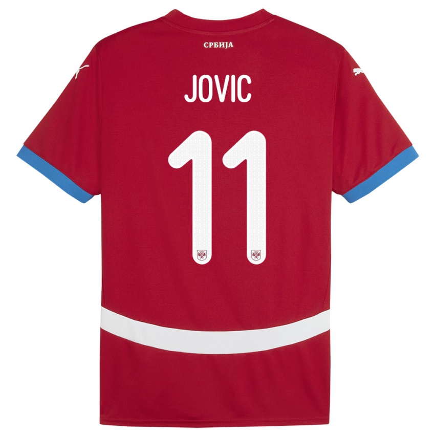 Criança Camisola Sérvia Luka Jovic #11 Vermelho Principal 24-26 Camisa