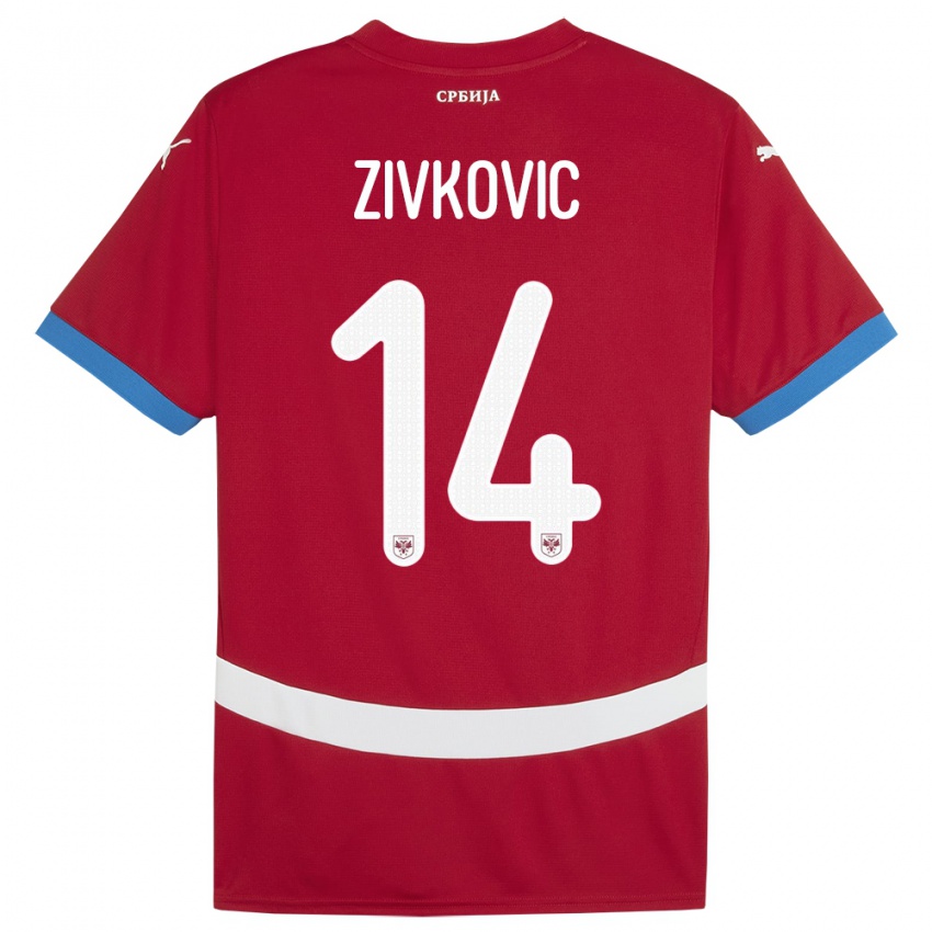 Criança Camisola Sérvia Andrija Zivkovic #14 Vermelho Principal 24-26 Camisa
