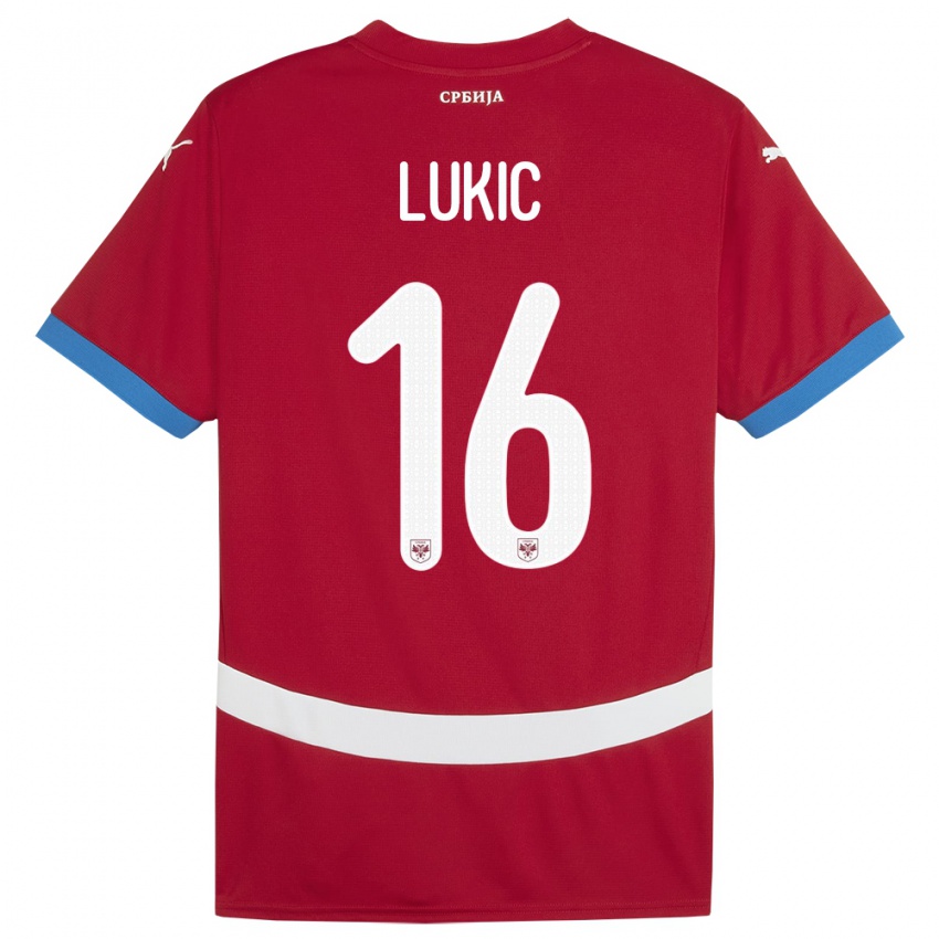 Criança Camisola Sérvia Sasa Lukic #16 Vermelho Principal 24-26 Camisa