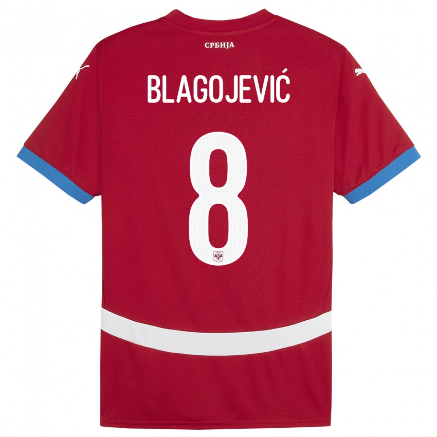 Criança Camisola Sérvia Dina Blagojevic #8 Vermelho Principal 24-26 Camisa