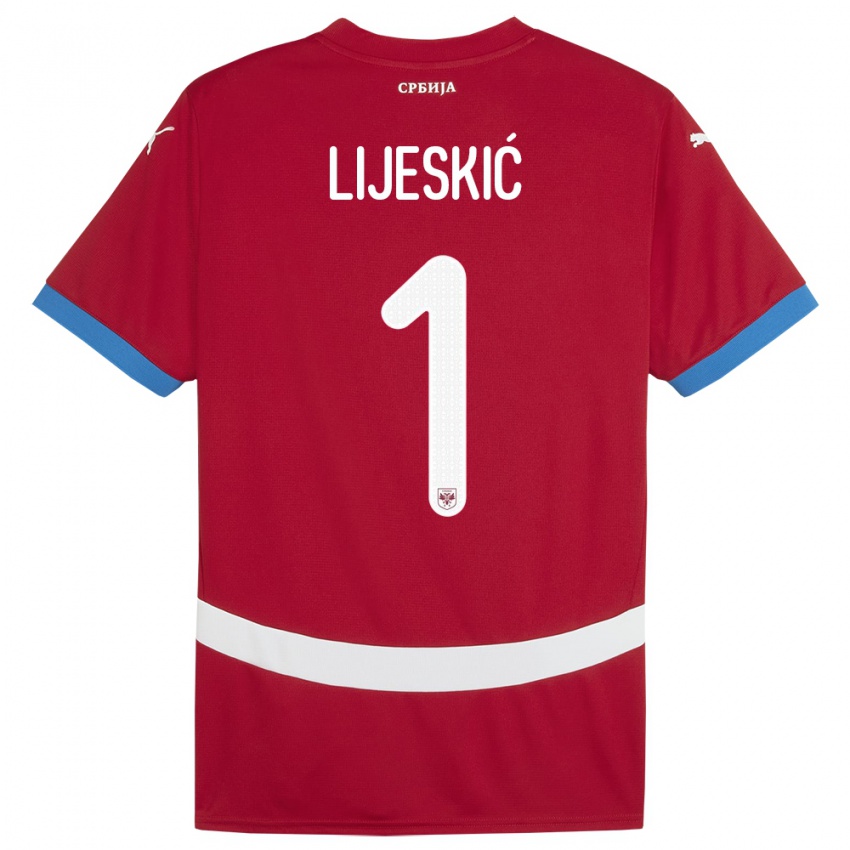 Criança Camisola Sérvia Luka Lijeskic #1 Vermelho Principal 24-26 Camisa