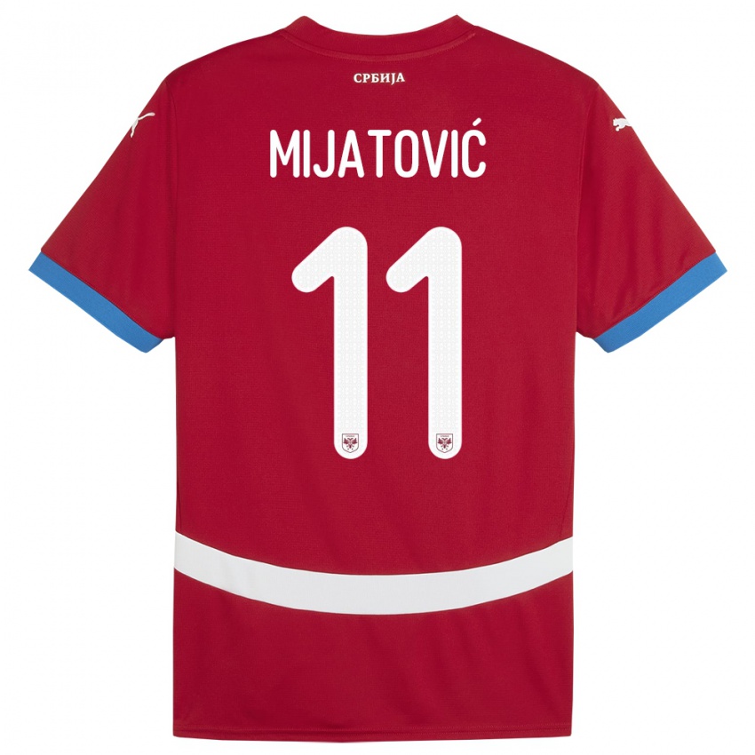Criança Camisola Sérvia Jovan Mijatovic #11 Vermelho Principal 24-26 Camisa