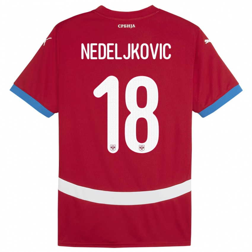 Criança Camisola Sérvia Kosta Nedeljkovic #18 Vermelho Principal 24-26 Camisa