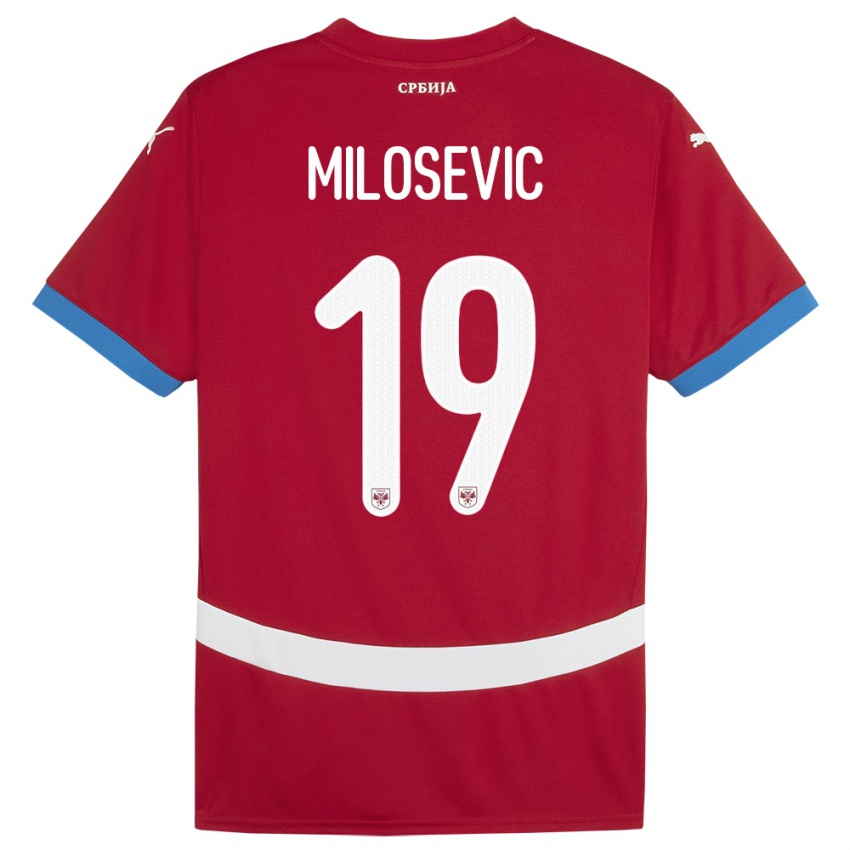 Criança Camisola Sérvia Jovan Milosevic #19 Vermelho Principal 24-26 Camisa