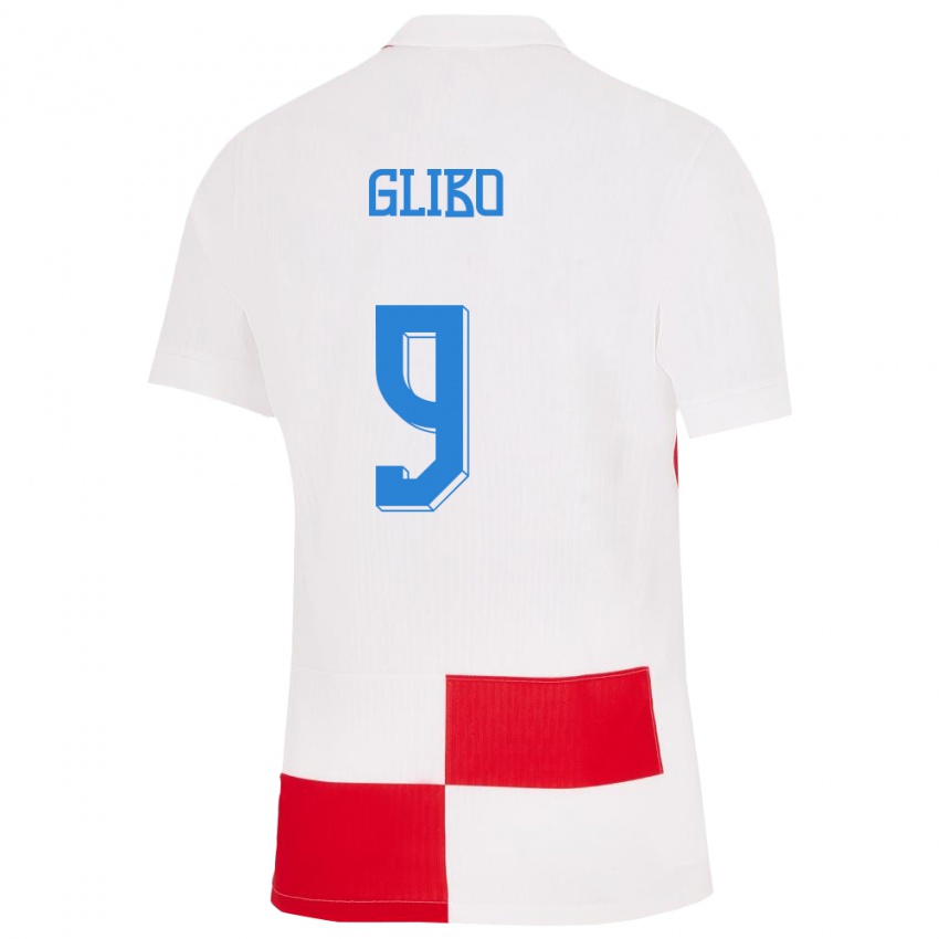 Criança Camisola Croácia Andrea Glibo #9 Branco Vermelho Principal 24-26 Camisa