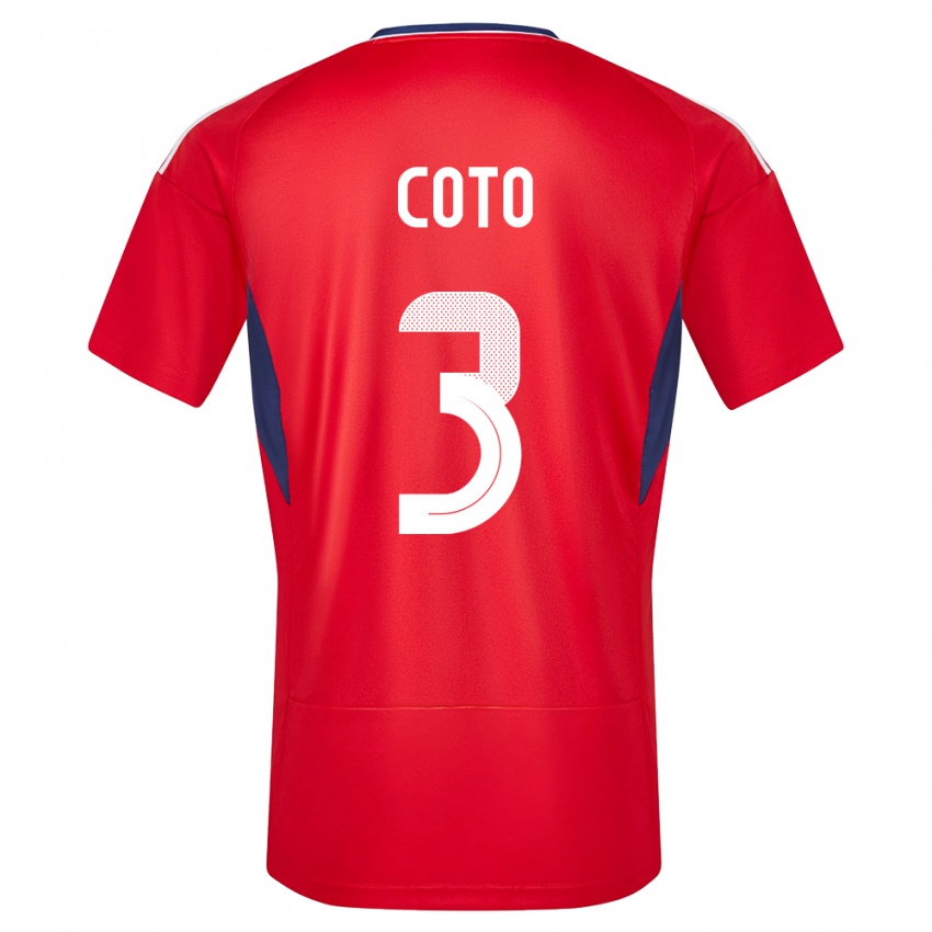 Criança Camisola Costa Rica Maria Coto #3 Vermelho Principal 24-26 Camisa