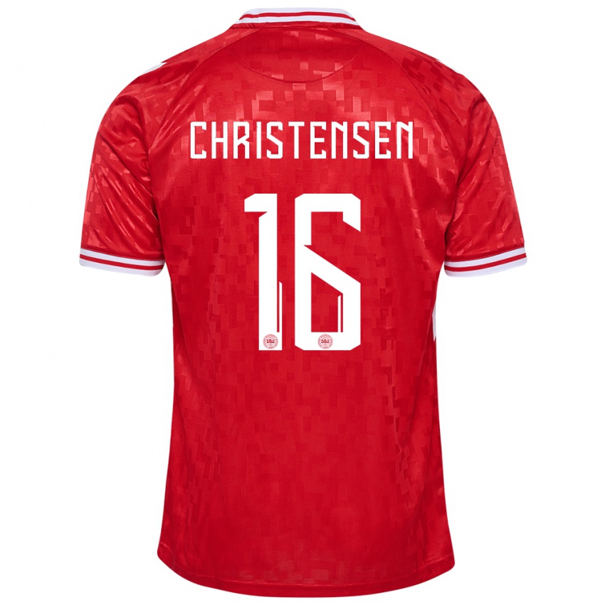 Criança Camisola Dinamarca Oliver Christensen #16 Vermelho Principal 24-26 Camisa