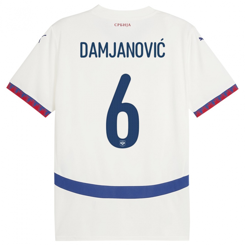 Criança Camisola Sérvia Nevena Damjanovic #6 Branco Alternativa 24-26 Camisa