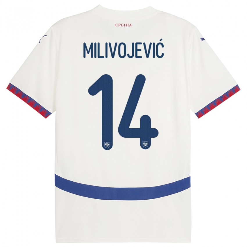 Criança Camisola Sérvia Vesna Milivojevic #14 Branco Alternativa 24-26 Camisa
