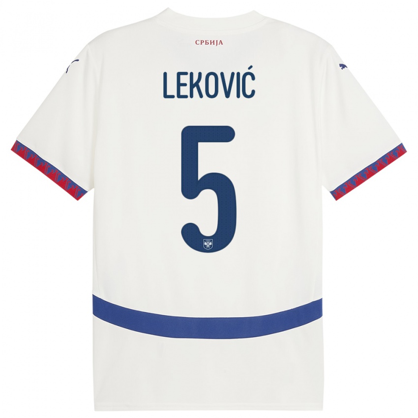 Criança Camisola Sérvia Stefan Lekovic #5 Branco Alternativa 24-26 Camisa