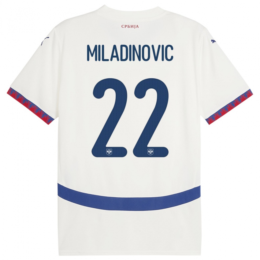 Criança Camisola Sérvia Igor Miladinovic #22 Branco Alternativa 24-26 Camisa