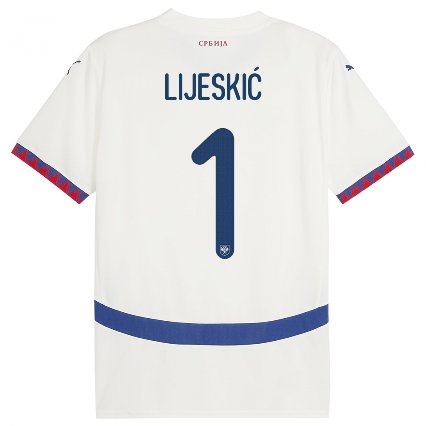Criança Camisola Sérvia Luka Lijeskic #1 Branco Alternativa 24-26 Camisa