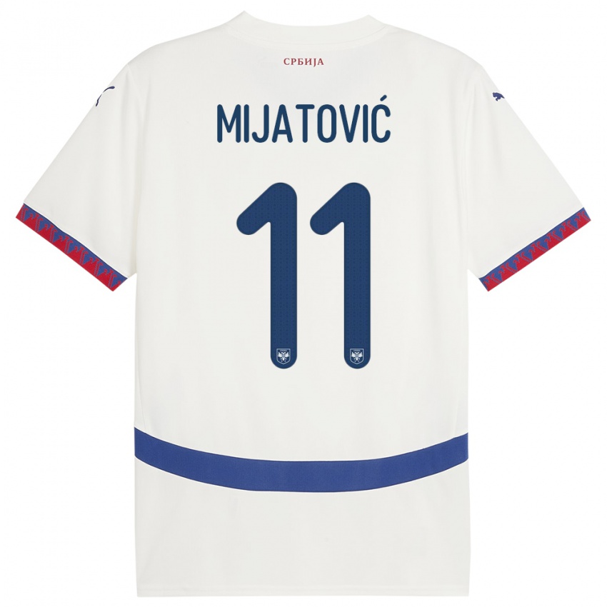 Criança Camisola Sérvia Jovan Mijatovic #11 Branco Alternativa 24-26 Camisa
