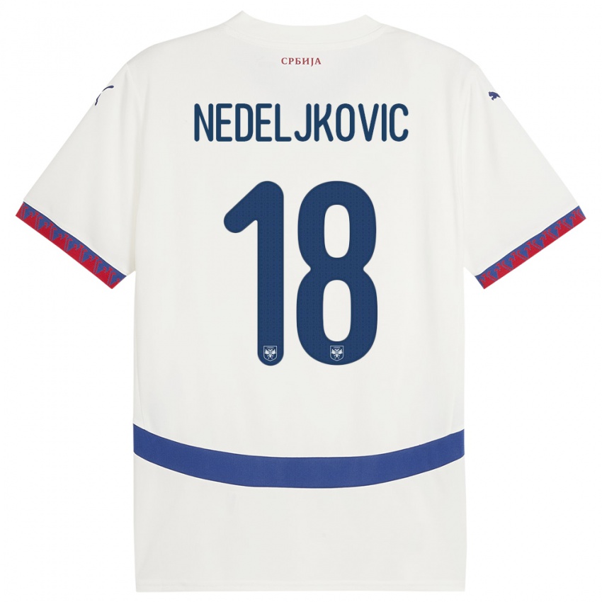 Criança Camisola Sérvia Kosta Nedeljkovic #18 Branco Alternativa 24-26 Camisa