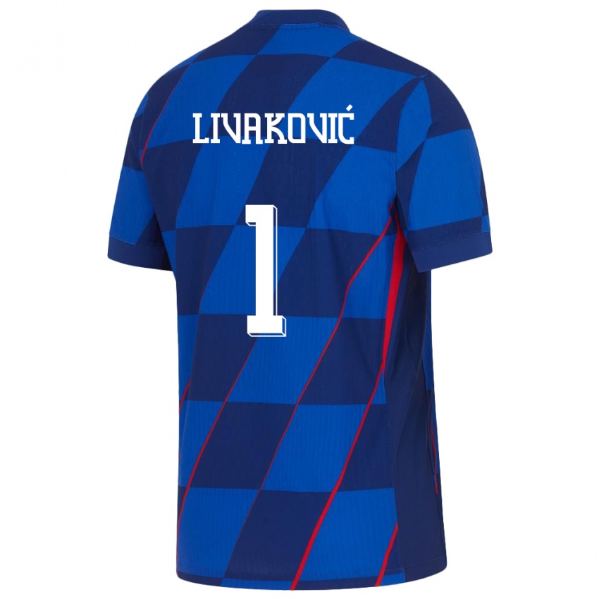 Criança Camisola Croácia Dominik Livakovic #1 Azul Alternativa 24-26 Camisa