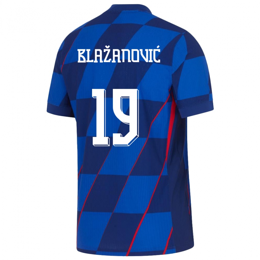 Criança Camisola Croácia Antonio Blazanovic #19 Azul Alternativa 24-26 Camisa