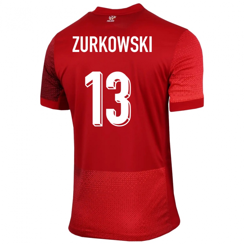 Criança Camisola Polónia Szymon Zurkowski #13 Vermelho Alternativa 24-26 Camisa