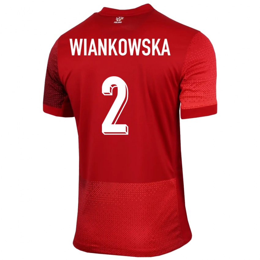 Criança Camisola Polónia Martyna Wiankowska #2 Vermelho Alternativa 24-26 Camisa