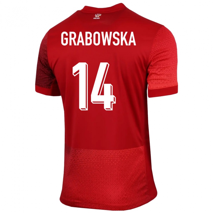 Criança Camisola Polónia Dominika Grabowska #14 Vermelho Alternativa 24-26 Camisa