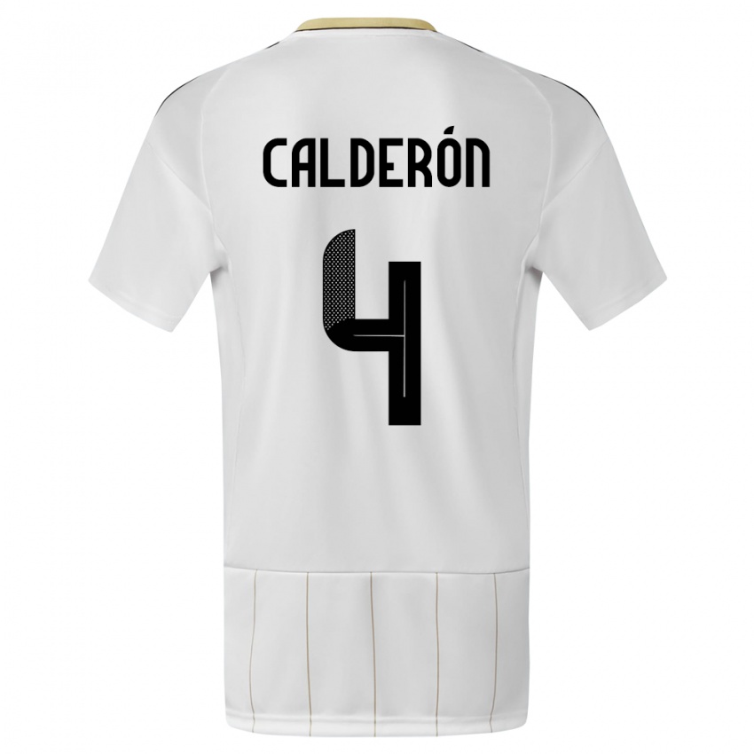 Criança Camisola Costa Rica Brandon Calderon #4 Branco Alternativa 24-26 Camisa
