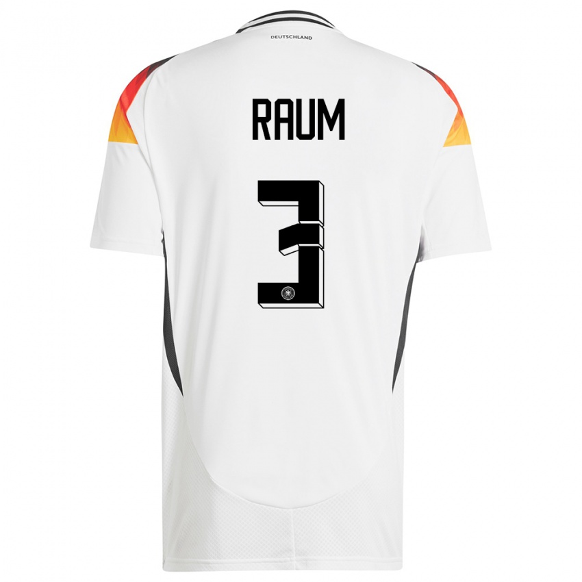 Homem Camisola Alemanha David Raum #3 Branco Principal 24-26 Camisa