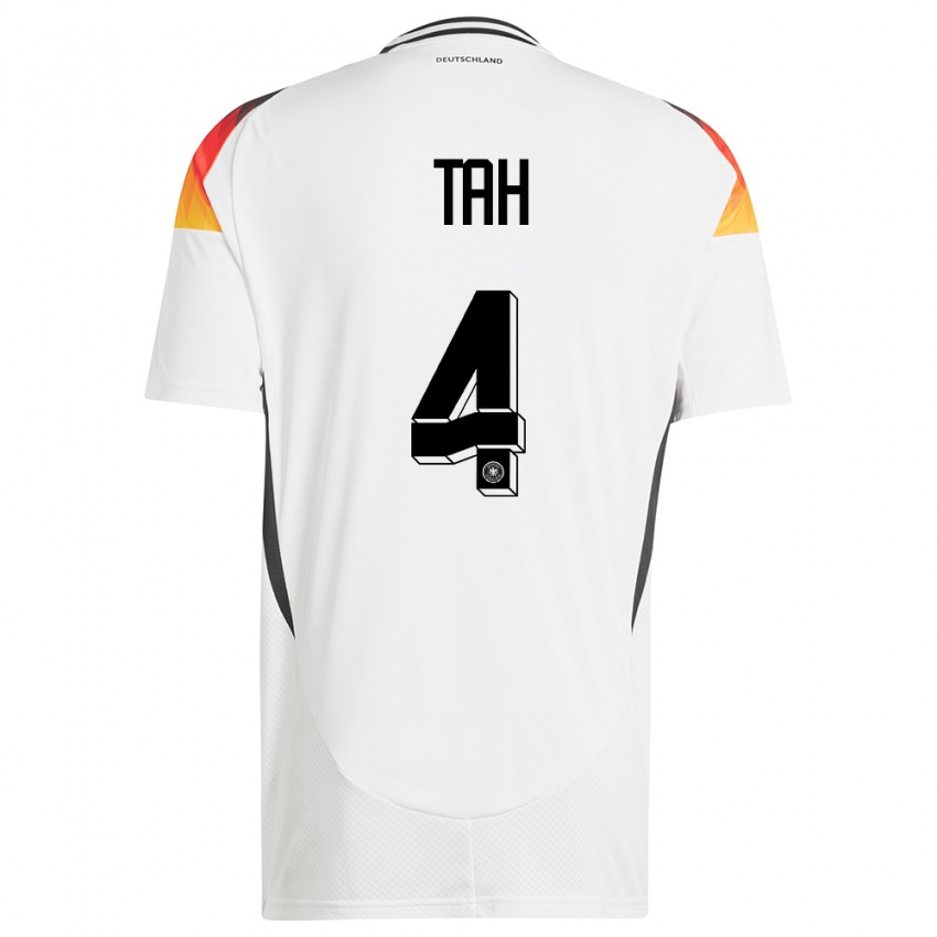 Homem Camisola Alemanha Jonathan Tah #4 Branco Principal 24-26 Camisa