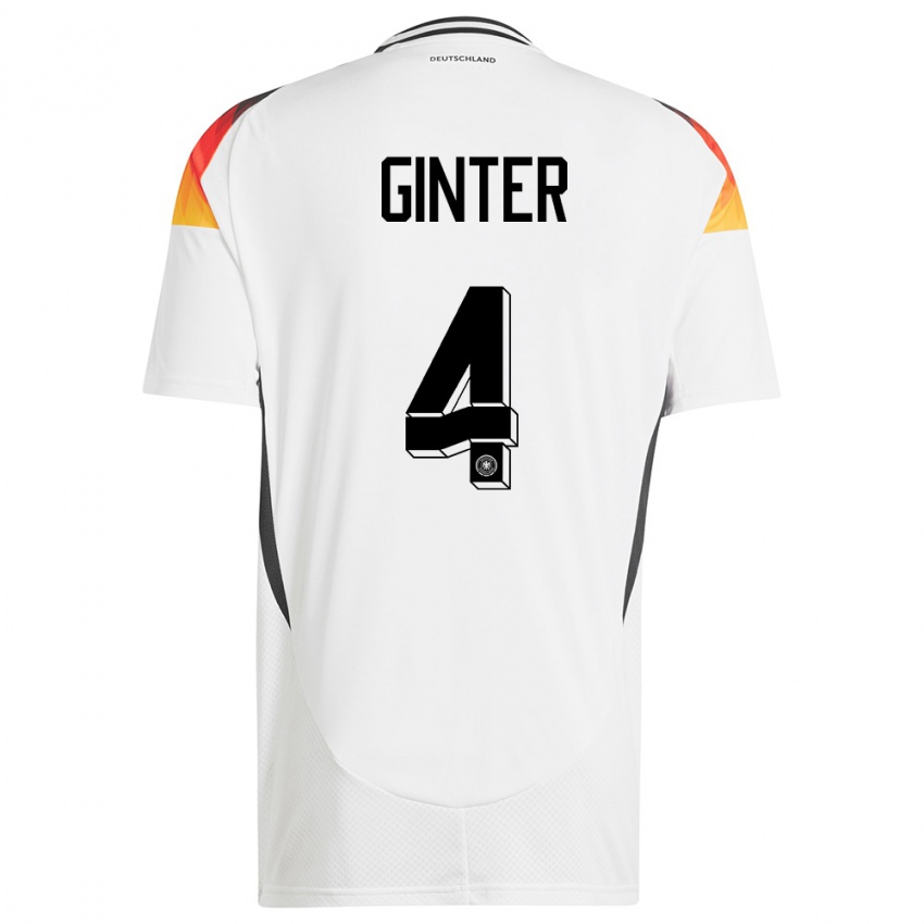 Homem Camisola Alemanha Matthias Ginter #4 Branco Principal 24-26 Camisa